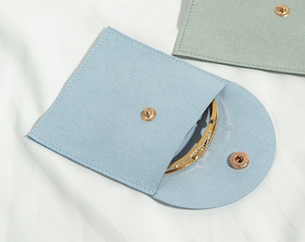 Multicolor Microfiber Jewelry Pouch with Button (8x8cm)