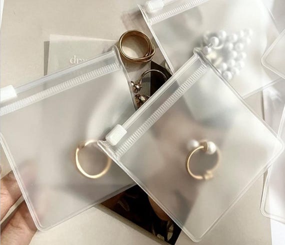 Frosted Jewelry Zipper Pouch: Transparent Plastic Packaging NO Printing