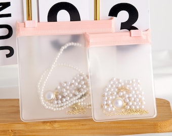 Frosted Jewelry Zipper Pouch, Pink Zipper, High-Quality Packaging