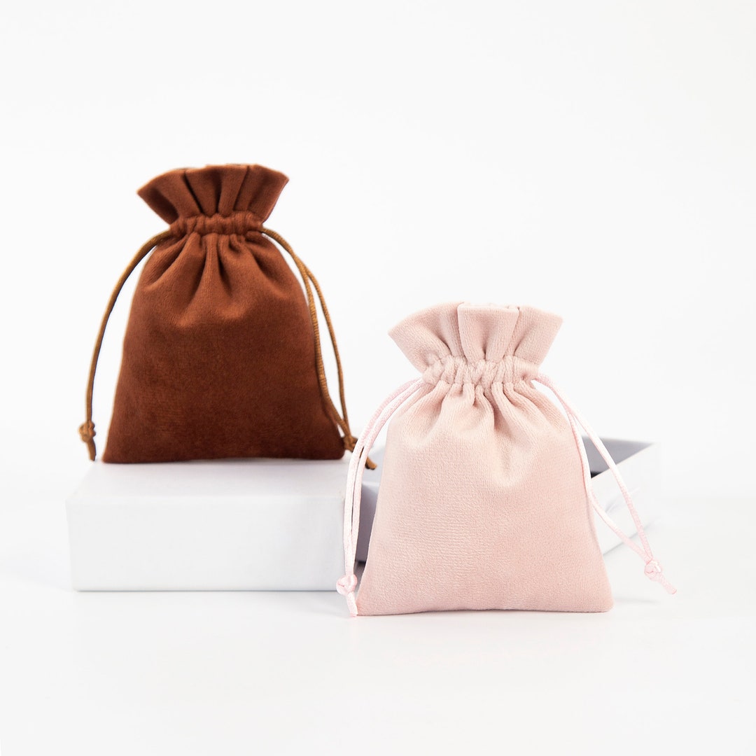 100pcs Jewelry Drawstring Bags Velvet Jewelry Pouches Earrings Ring