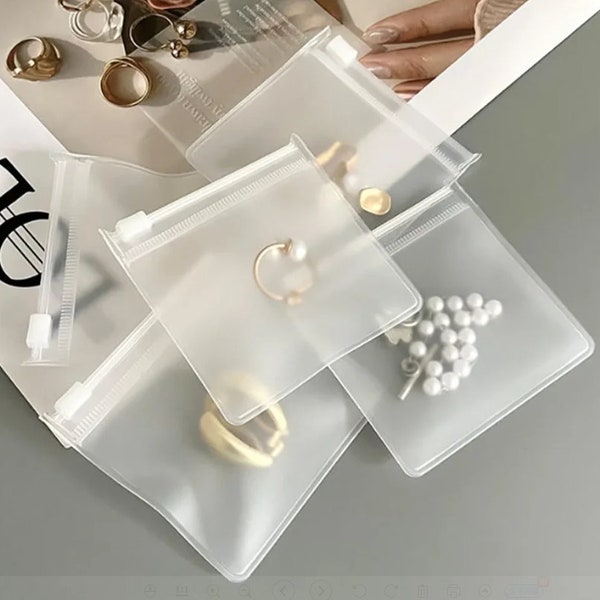 No logo Matte Frosted Jewelry zipper pouch，high-quality jewelry packaging, transparent jewelry bag,bracelet bag, necklace bag, ring pouch