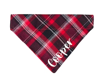 Red and Black Plaid Over the Collar Bandana