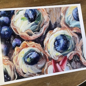 Lemon and Berry Tart Print from Original Oil Painting - Kitchen Wall Decor