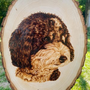 Large Custom Wood-Burned Pet Portrait
