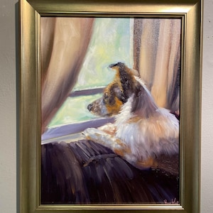 Neighborhood Watch - Original Collie/Mix Oil Painting