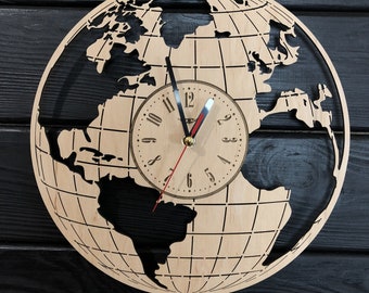 World Map Clock Etsy