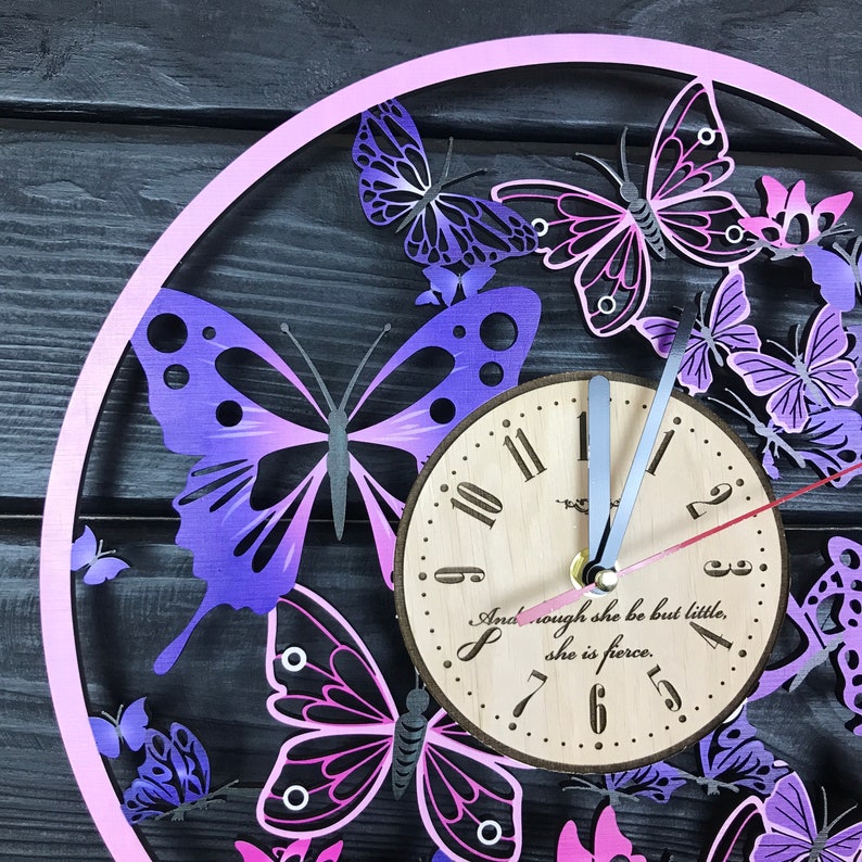 Butterfly Wall Clock Wood Home Decor Bedroom Best Gifts Women Etsy