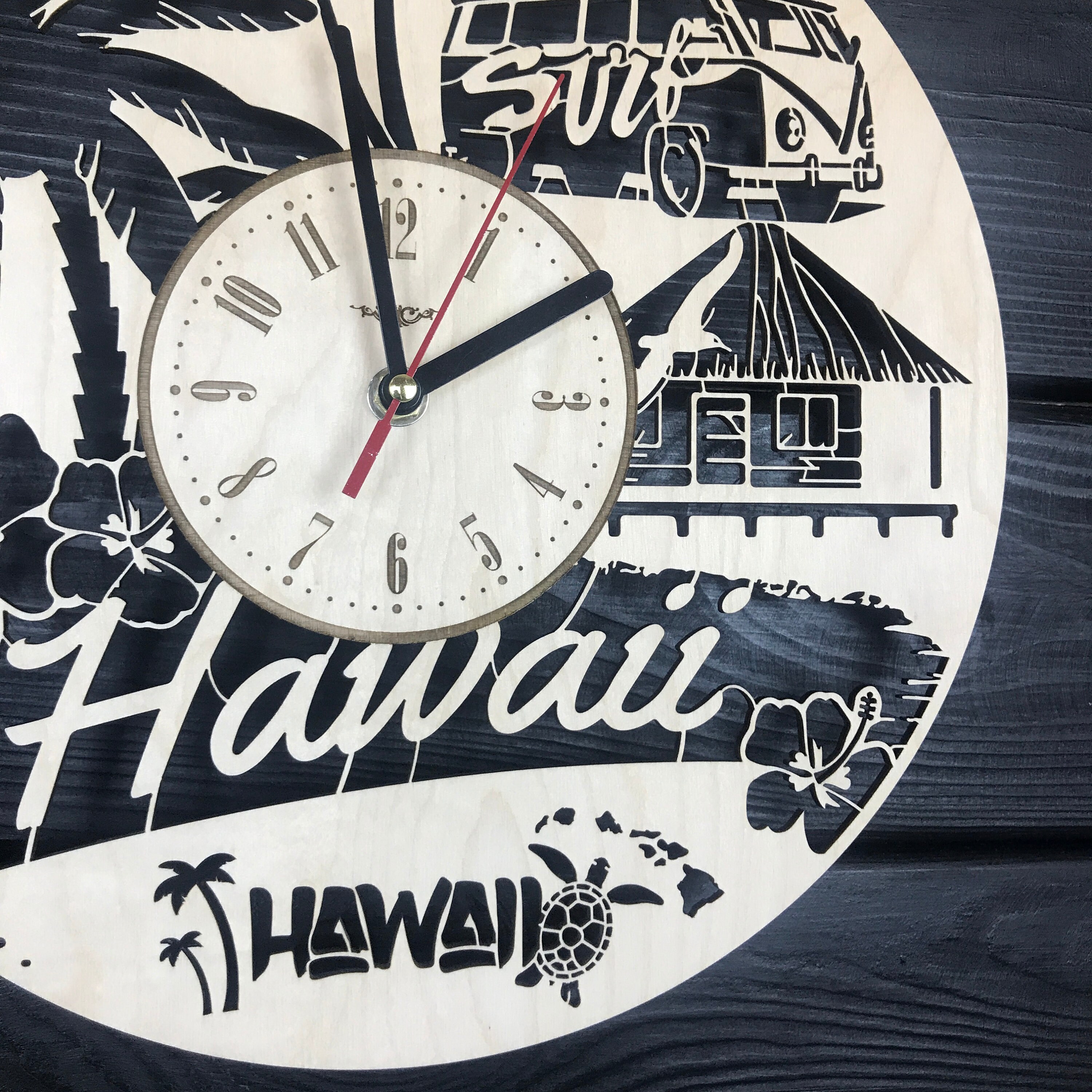 Hawaii Wall Clock Unique Wooden Home Decor Kitchen Gifts Etsy