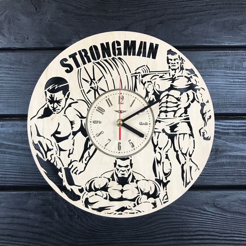 Gym Wall Clock Wood Home Decor Gym Wall Art Decal Bodybuilding Etsy