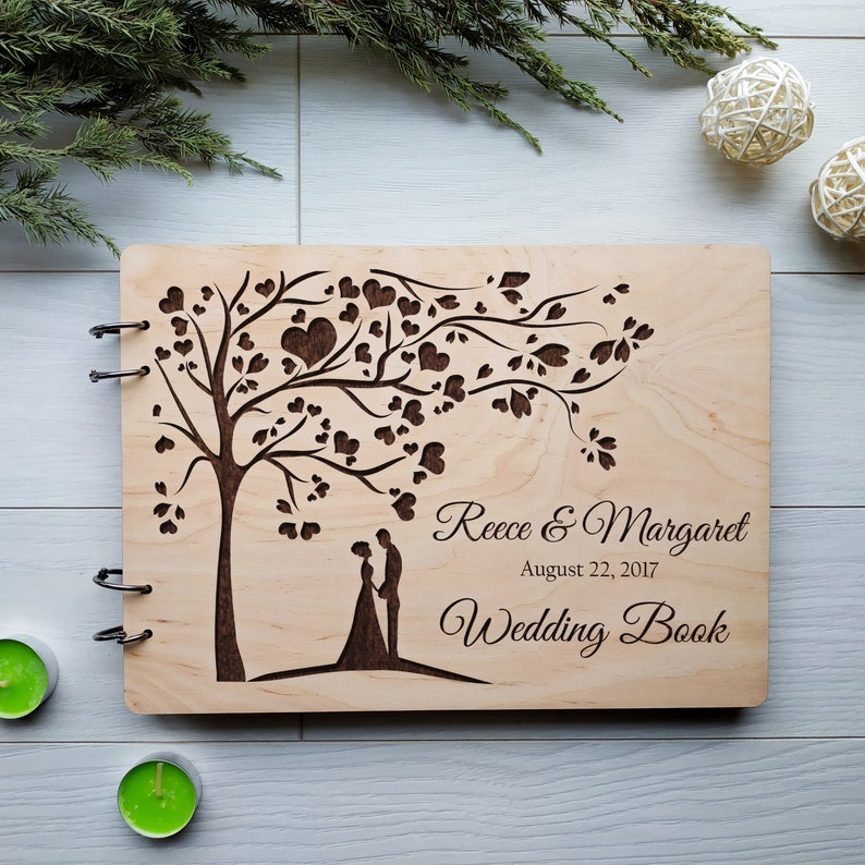 Wedding Guestbook Custom Guest Book Wooden Wedding Book Engraved Wedding Album Memory Rustic Guest Book Personalized Engagement Gift Ideas
