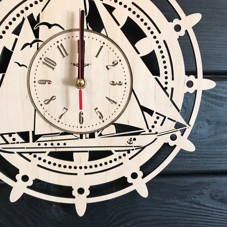 Ship Wall Clock Wooden Home Decor Marine Wall Art Sailing Etsy