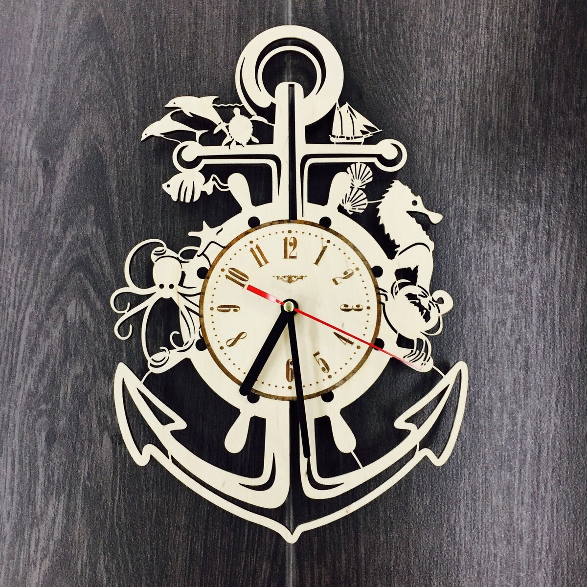 Anchor Wall Clock Wood Room Home Decor Regalos Marine Theme Etsy