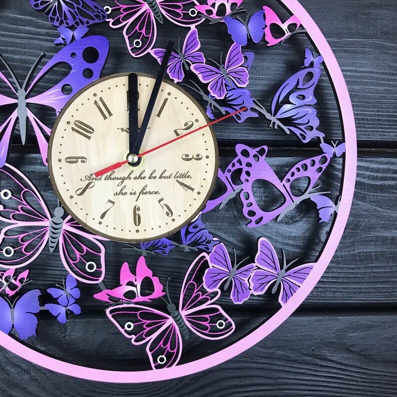 Butterfly Wall Clock Wood Home Decor Bedroom Best Gifts Women Etsy