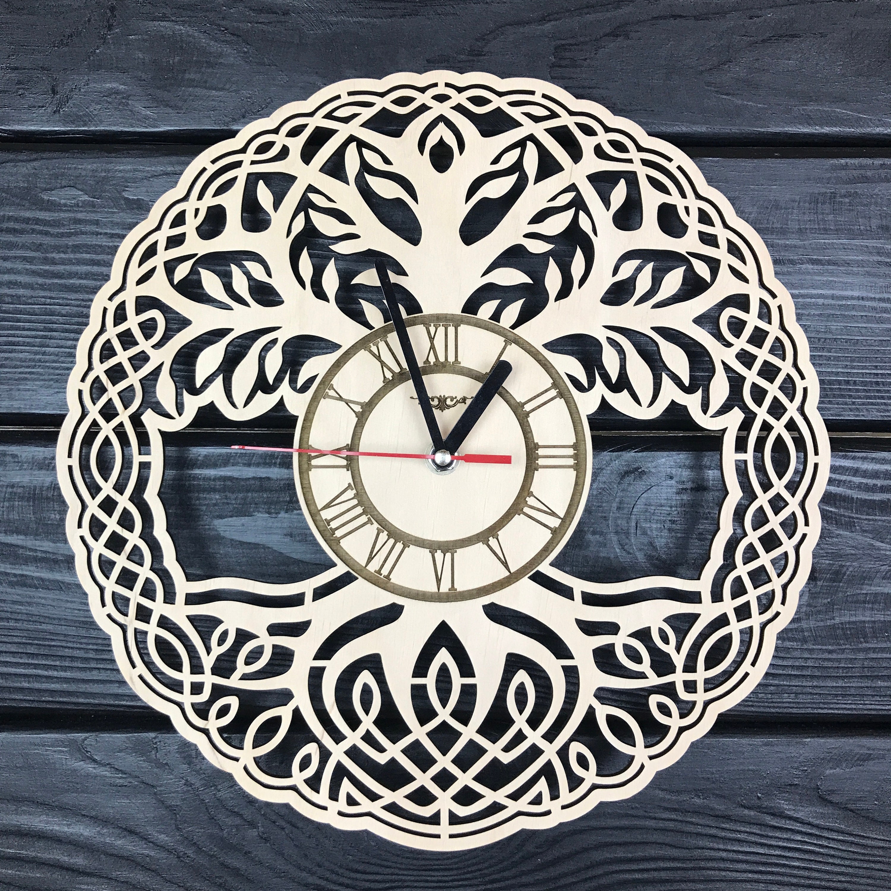 Tree of Life Wall Clock Wood Home Kitchen Decor Office Unique Etsy
