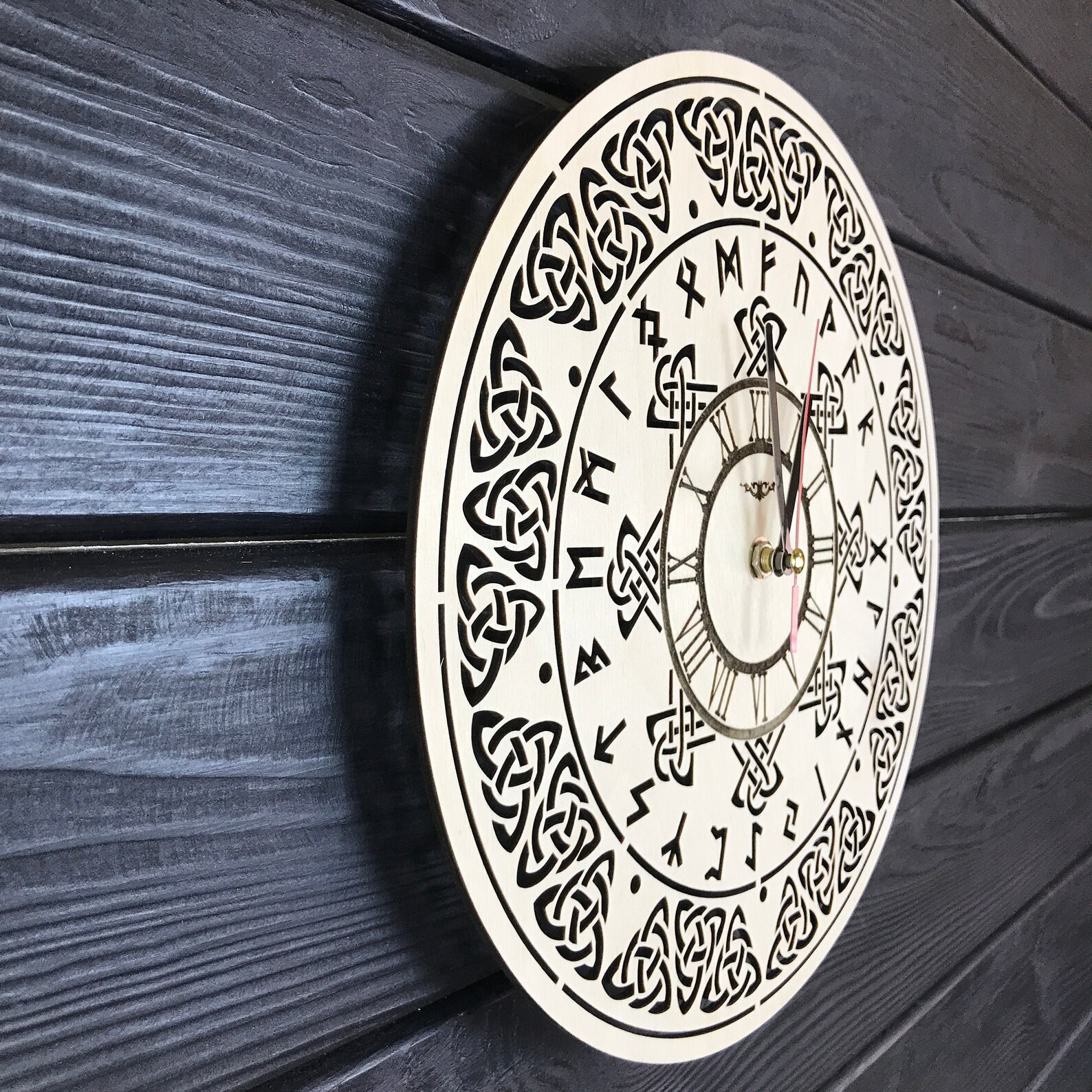 Celtic Symbol Wall Clock Wooden Home Office Decor Hanging Etsy