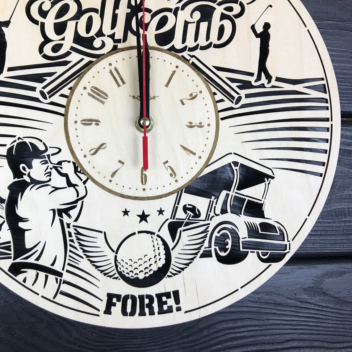 Golf Wall Clock Wood Home Decor Hanging Golf Wall Art Unique Etsy