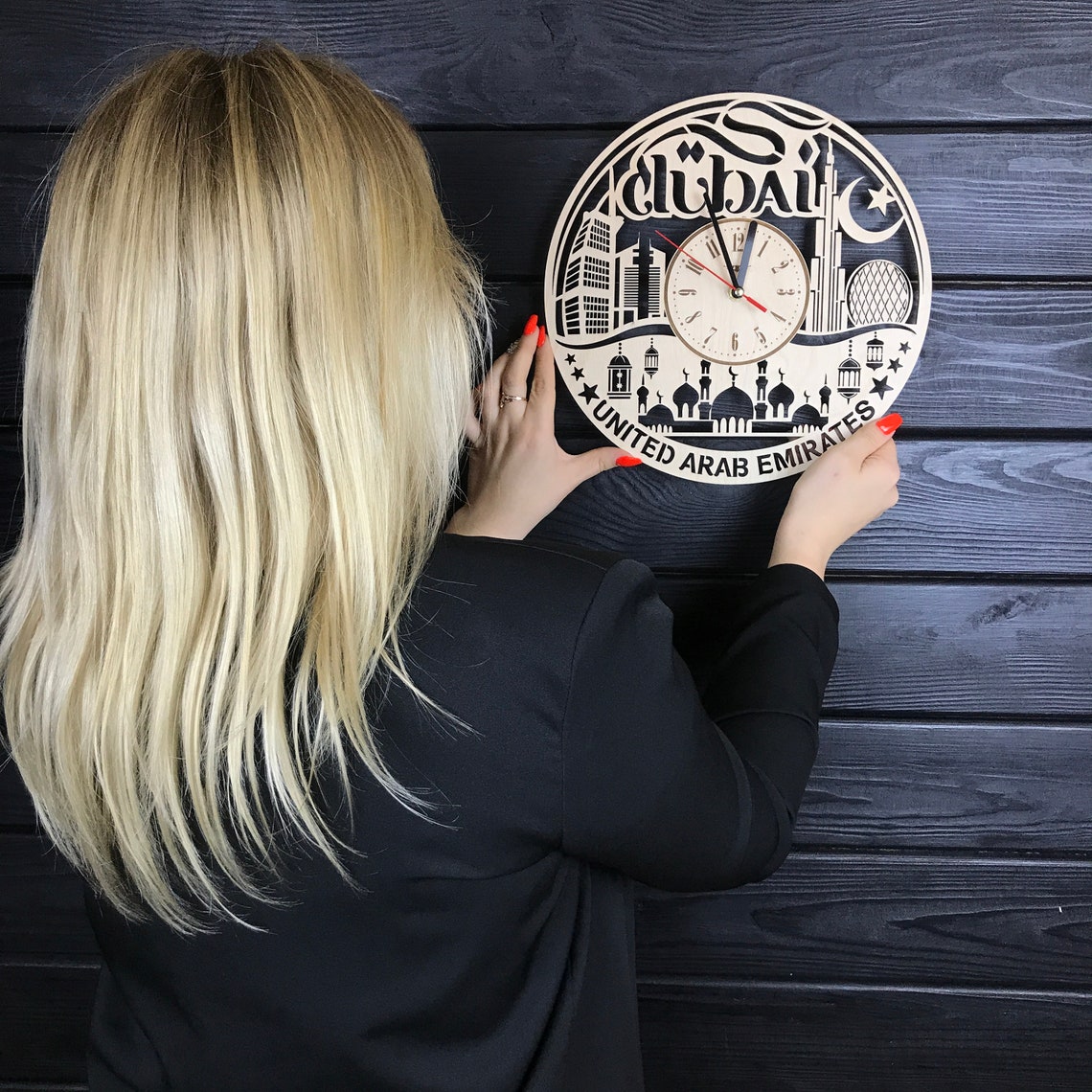 The UAE Dubai Wall Clock Wood Kitchen UAE Dubai Decor Dubai Etsy