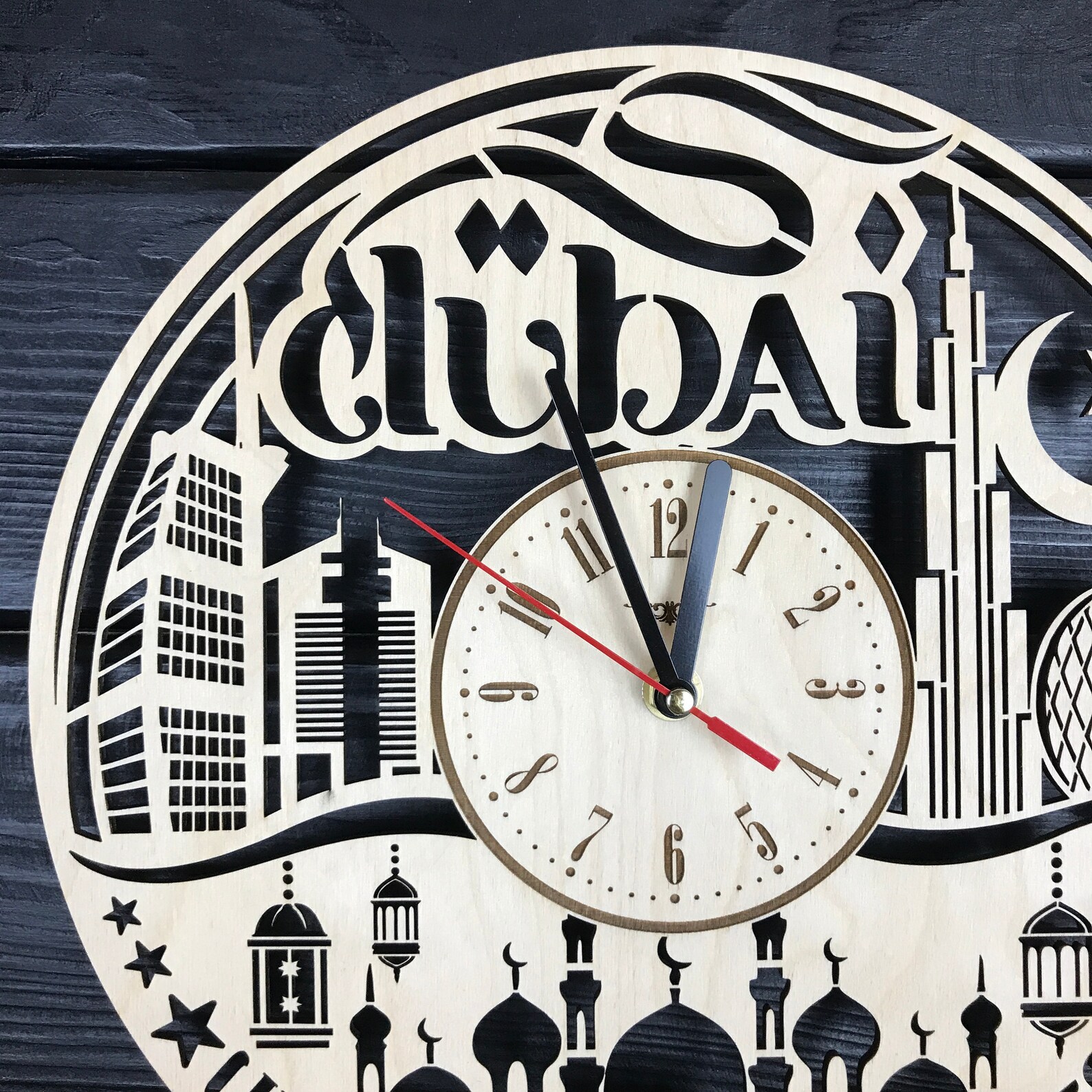 The UAE Dubai Wall Clock Wood Kitchen UAE Dubai Decor Dubai Etsy