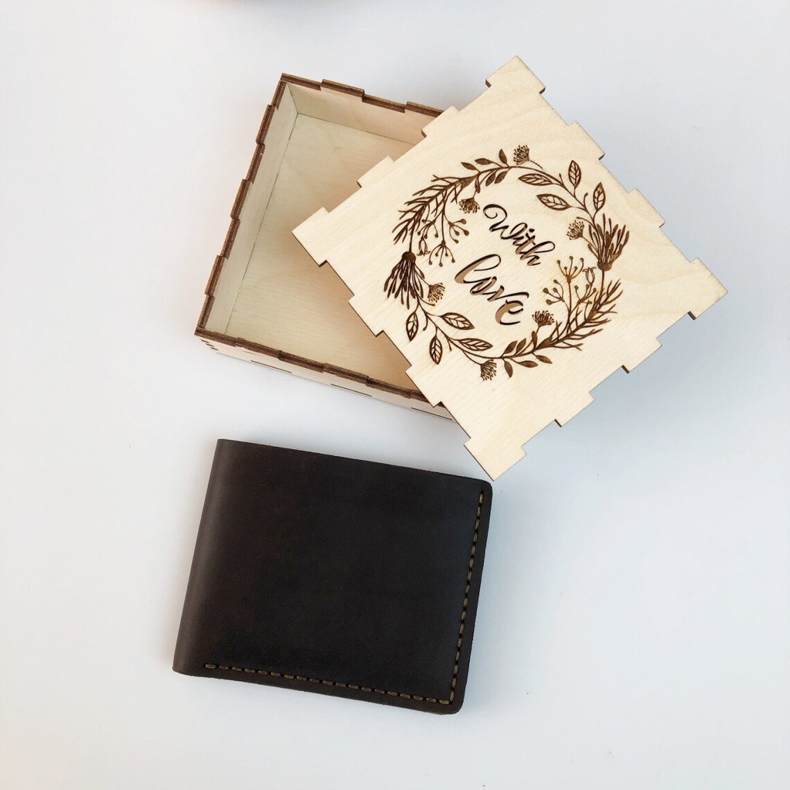 Personalized Leather Wallet Men Genuine Bifold Laser Engraved Etsy