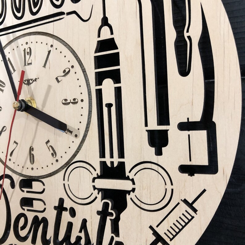 Dentist Wall Clock Wooden Home Dental Clinic Decor Hanging Etsy