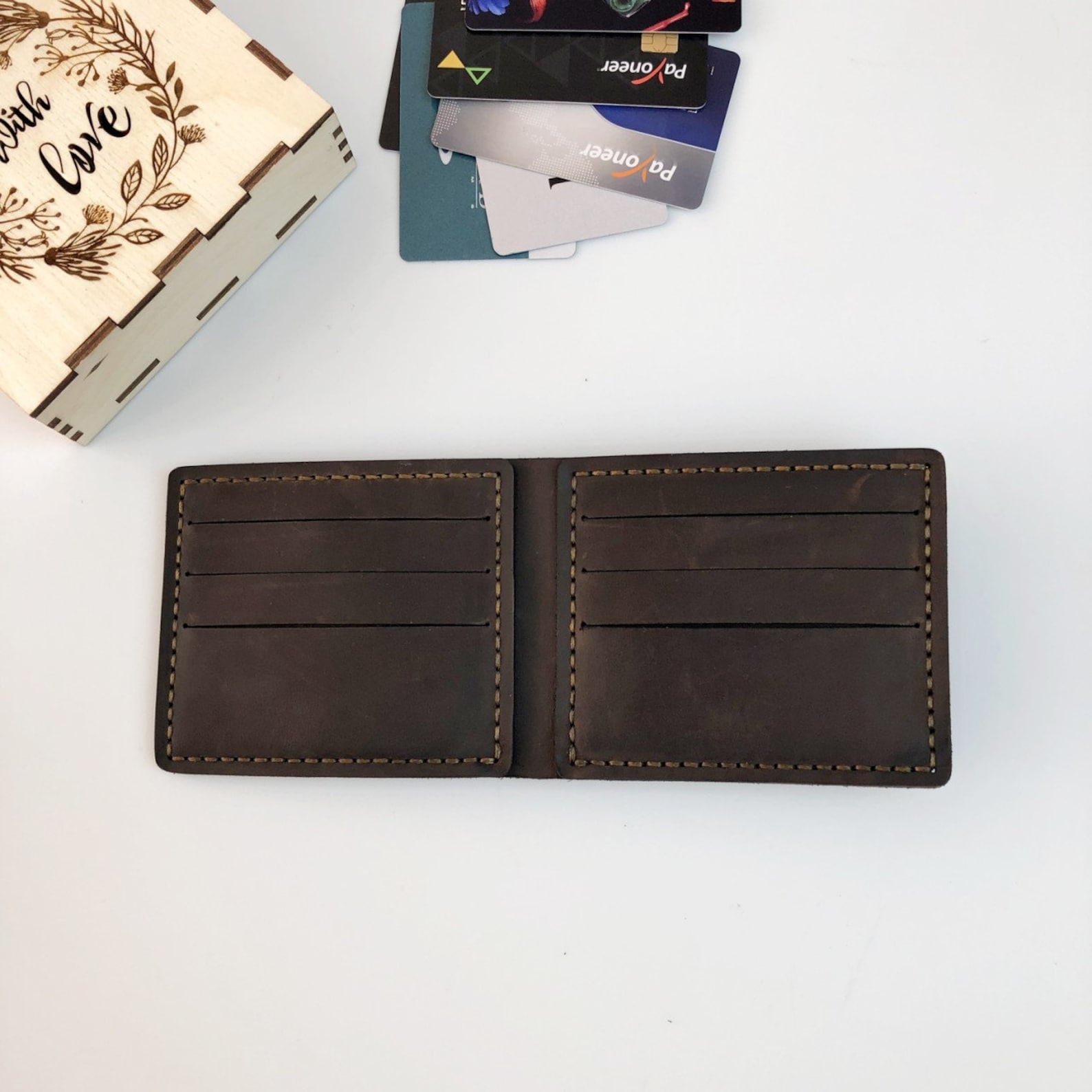 Personalized Leather Wallet Men Genuine Bifold Laser Engraved Etsy