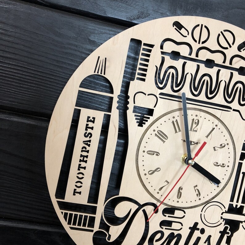 Dentist Wall Clock Wooden Home Dental Clinic Decor Hanging Etsy