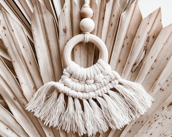 Boho Car Charm Difusor de coche Difusor de aceite esencial Mini Macrame Colgante Car Mirror Charm Car Mirror Difusor Boho Car Charm Macrame Wall Art