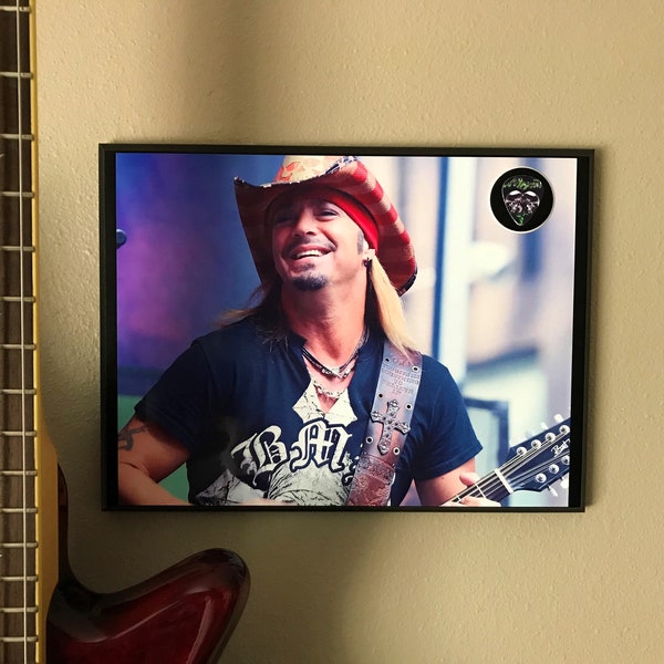 BRET MICHAELS of Poison wall plaque with custom guitar pick