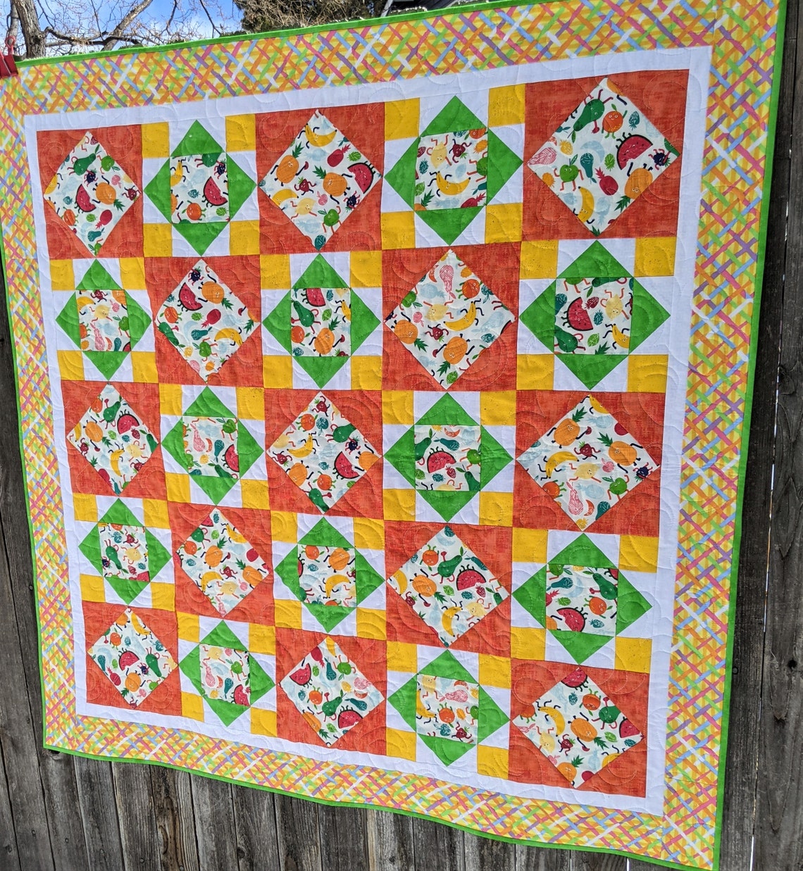Dancing Fruits Baby Quilt/playmat Etsy