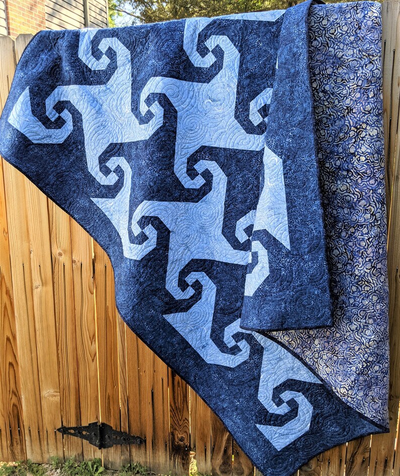 Blue Snail Trails Twin Quilt Etsy