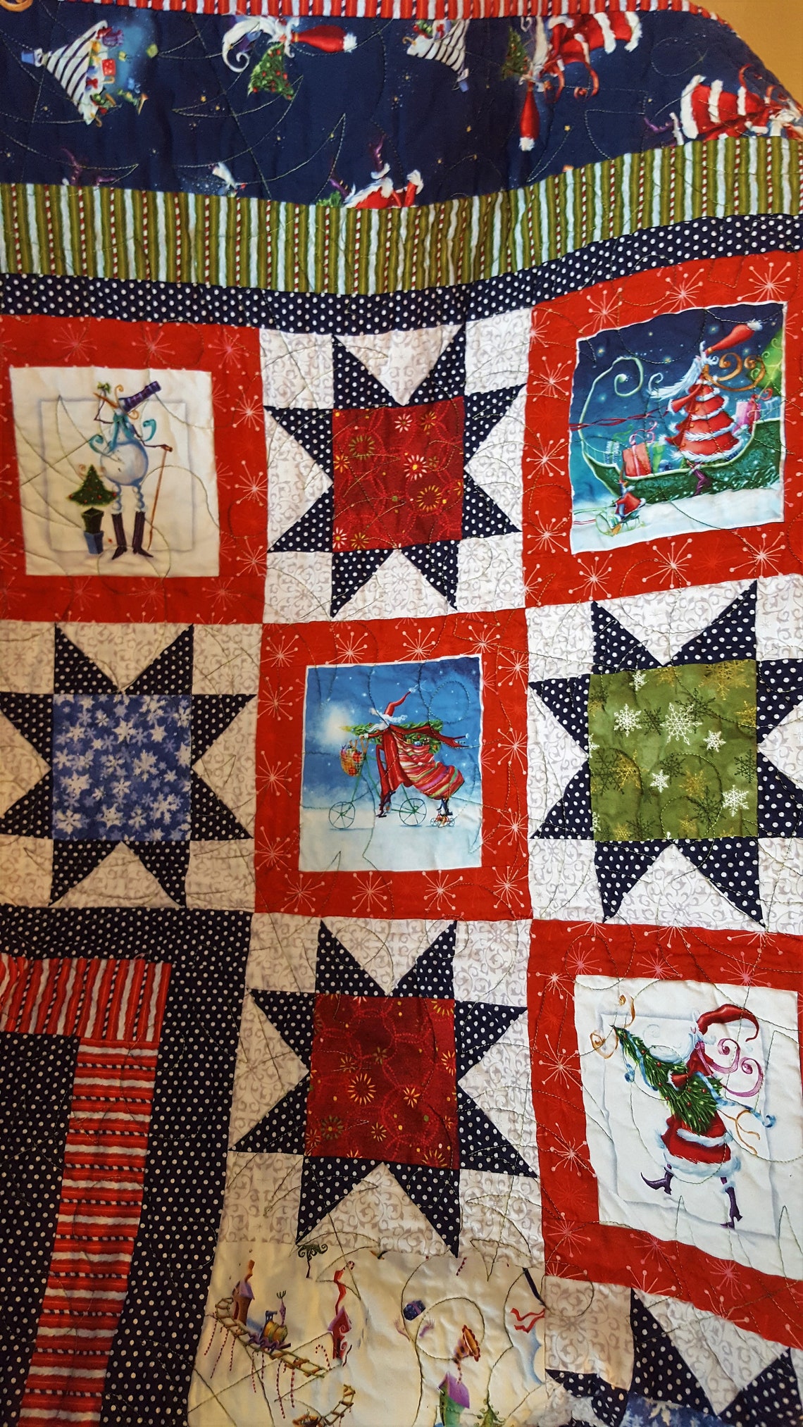 Merry Santa Christmas Quilt Double quilt Twin quilt Etsy