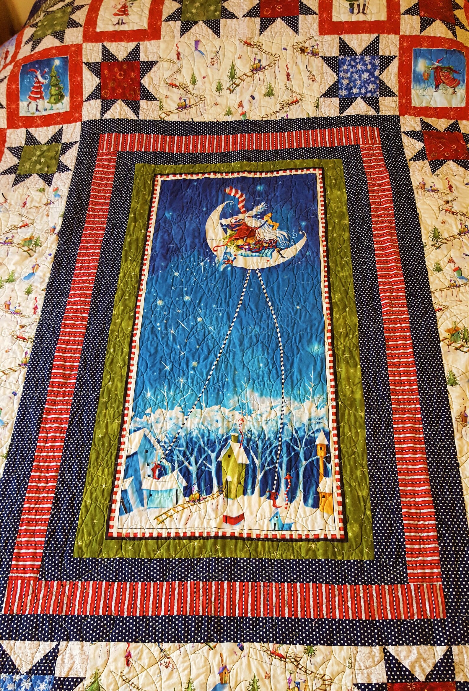 Merry Santa Christmas Quilt Double quilt Twin quilt Etsy