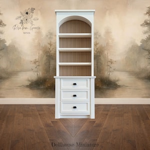 Customizable Dollhouse Miniature Arched Bookshelf Display Case Furniture PLA Printed non-functional 1:12 Scale Model