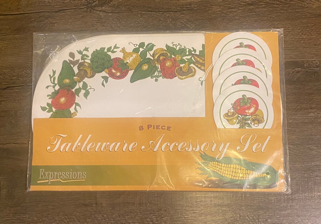 Vintage Vinyl Placemats and Coaster Set Spice of Life Etsy