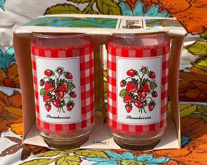 Vintage NOS Libbey Fruit Drinking Glasses Strawberries Pears Etsy
