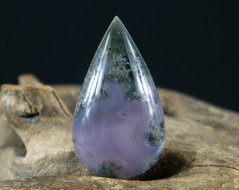 High Grade Purple Moss Agate - Tear Drop - Flat Back Cabochon