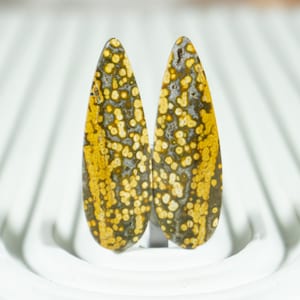 Indonesian Frog Egg Jasper Cabochons | Precision Cut River Jasper Pair | Jewelry Design Excellence