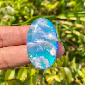 Doblete de ágata pluma Aurora Sky: cabujón hecho a mano para creaciones de joyería únicas