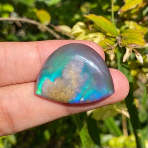 Cabujón doble de ágata plumosa: gema con diseño de cielo de ensueño para diseños de colgantes y anillos