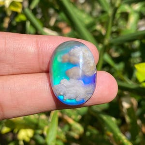 Cabochon doublet plume agate - Pierre céleste aurore éthérée pour pendentifs faits main - Petite taille