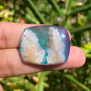 Piedra preciosa doble de ágata plumosa: cúpula alta con diseño de cielo para anillos personalizados - Tamaño pequeño
