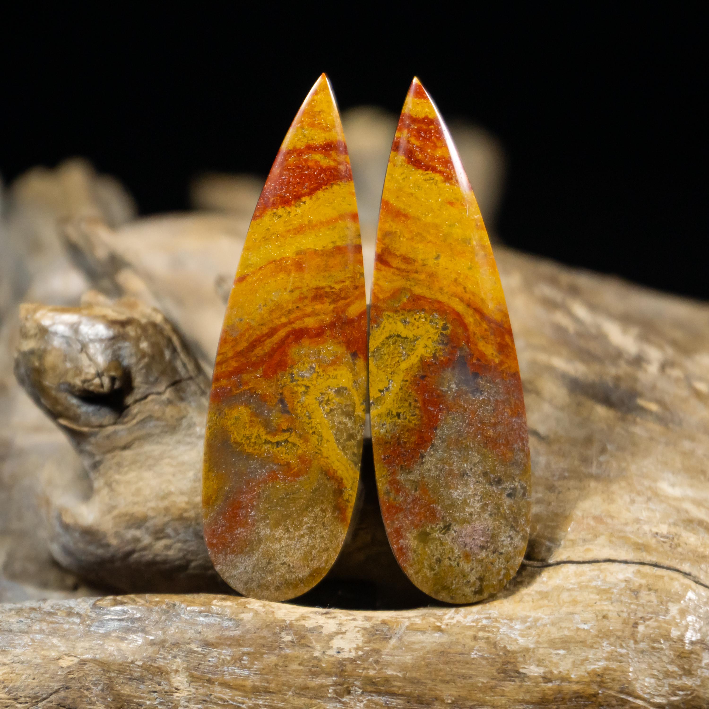 Flow Jasper Sunset Vein Jasper Cabochon Pair Dramatic Flow Pattern Natural Stone - Etsy