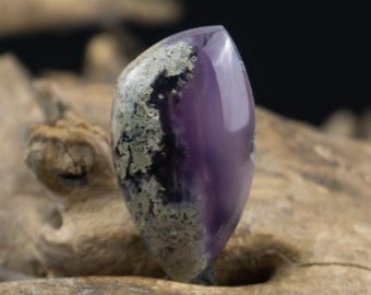 Scenic Purple Moss Agate - Shield - Flat back Cabochon
