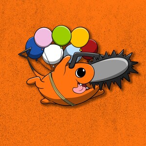 Flying Chainsaw Dog Crossover Anime Sticker