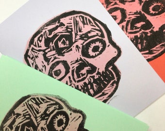 Sugar Skull - Set of 3, Handmade greeting card selection