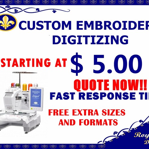Custom Embroidery Digitizing / Custom Embroidery Pattern/ Etsy