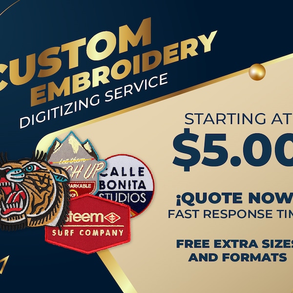 Custom Embroidery Digitizing / Custom Embroidery Pattern/ Custom Digitizing / Embroidery Designs/ Custom Logo Design