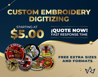 Custom Embroidery Digitizing / Custom Embroidery Pattern/ Custom Digitizing / Embroidery Designs/ Custom Logo Design