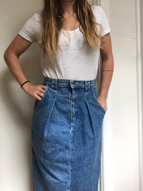 denim skirt 80's fashion