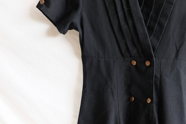 Vintage black midi dress Retro preppy dress